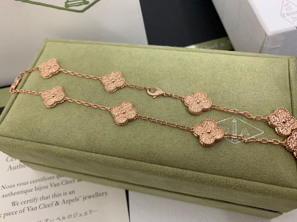 18K Van Cleef & Arpels Vintage Alhambra 10 Motifs Necklace