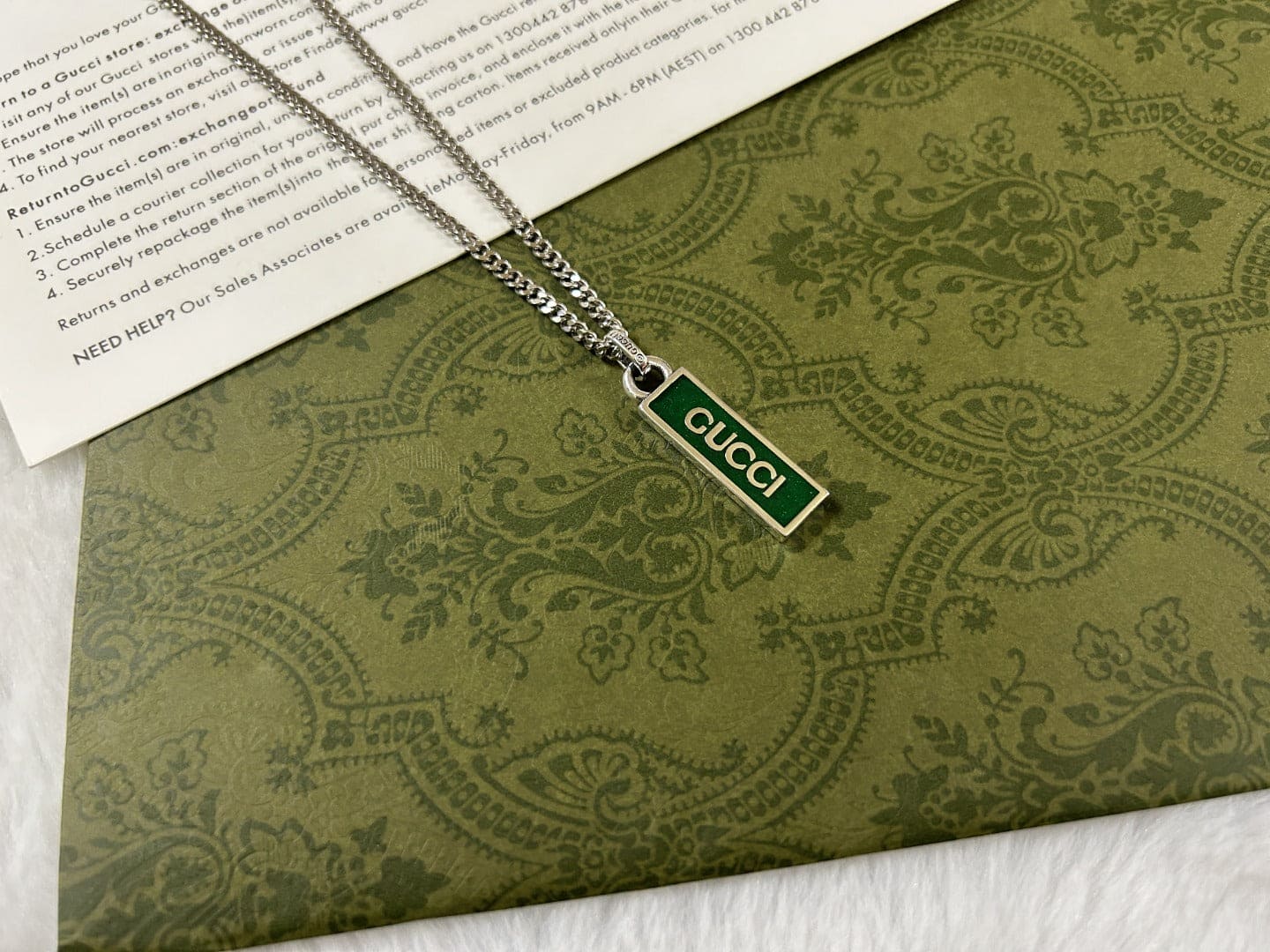 Gucci Enamel Pendant Necklace
