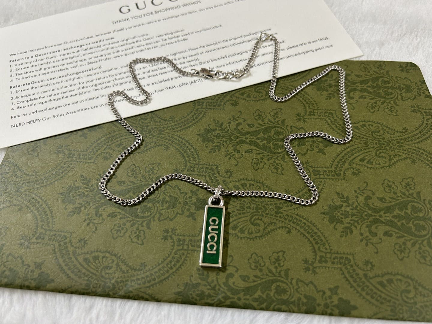 Gucci Enamel Pendant Necklace
