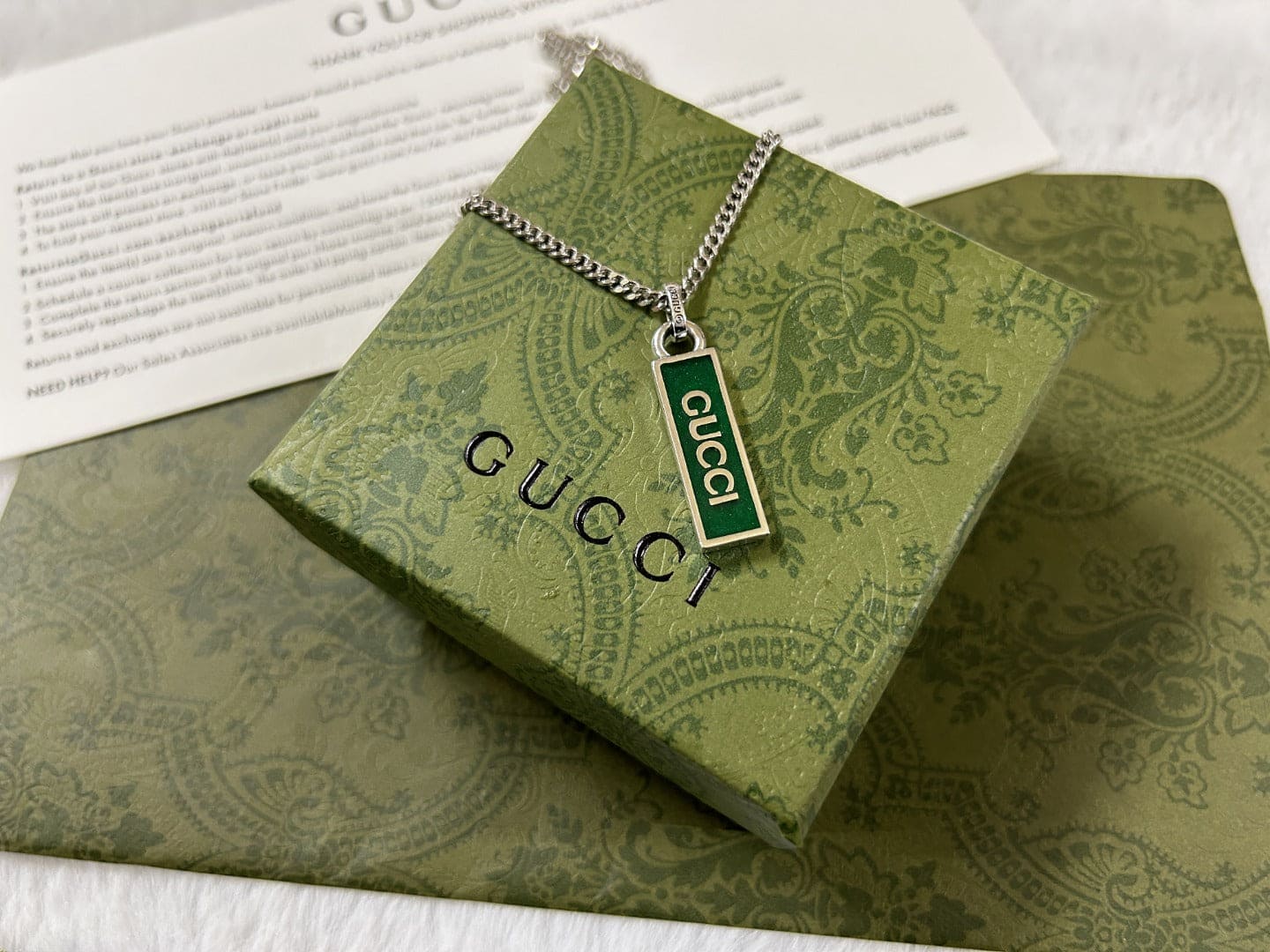Gucci Enamel Pendant Necklace