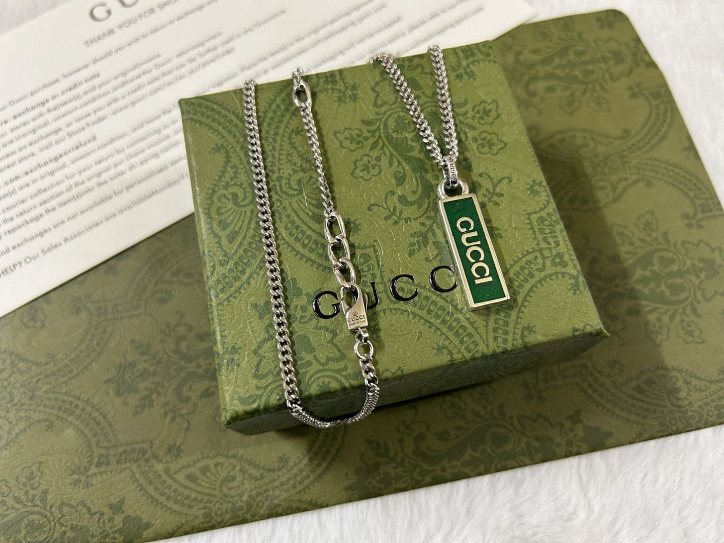 Gucci Enamel Pendant Necklace
