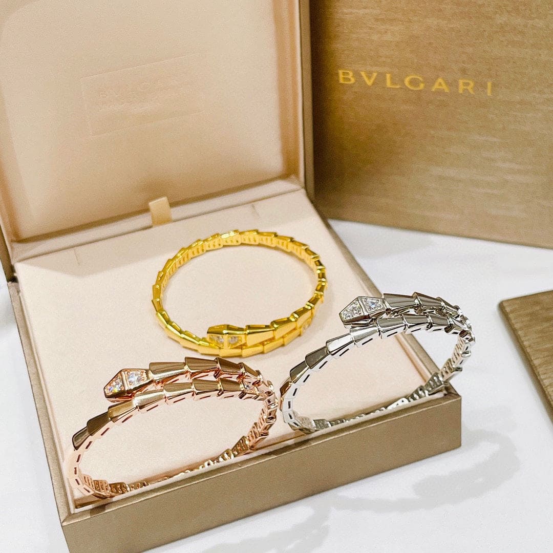 18K BVLGARI BV Serpenti Demi-Pave Diamonds Bracelet