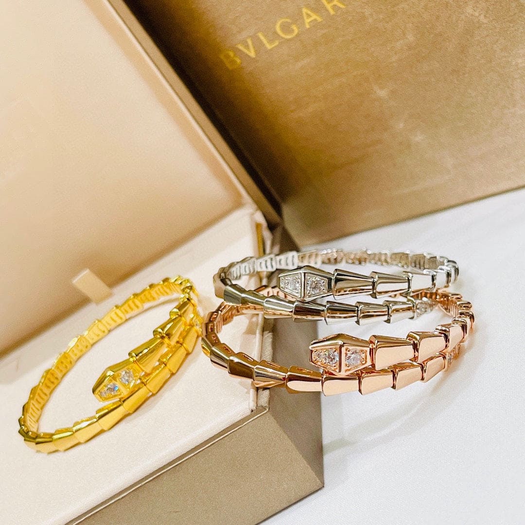 18K BVLGARI BV Serpenti Demi-Pave Diamonds Bracelet