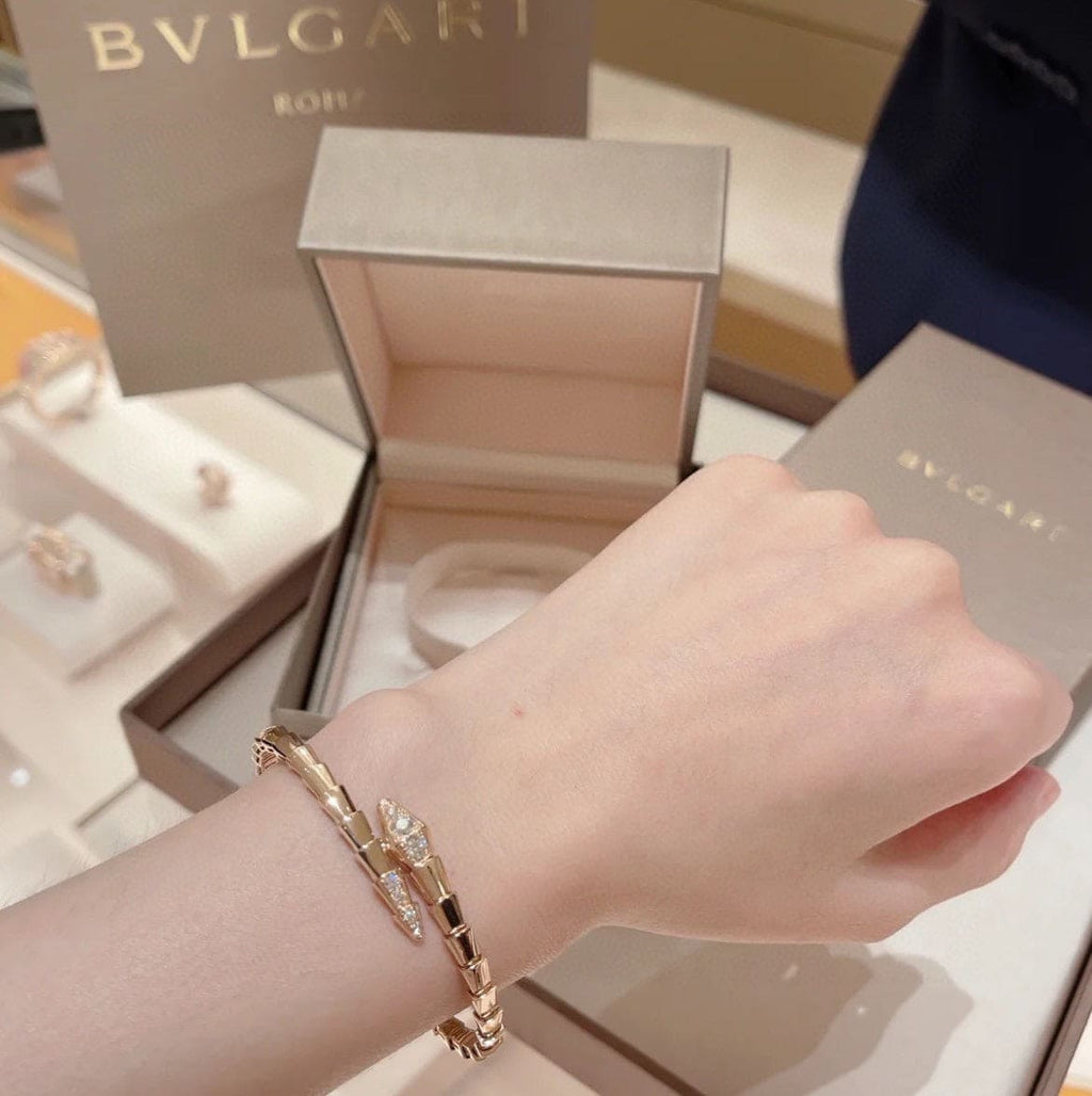 18K BVLGARI BV Serpenti Demi-Pave Diamonds Bracelet