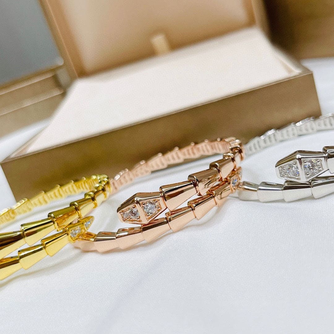 18K BVLGARI BV Serpenti Demi-Pave Diamonds Bracelet