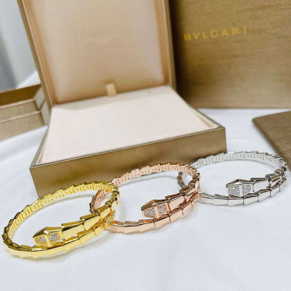 18K BVLGARI BV Serpenti Demi-Pave Diamonds Bracelet