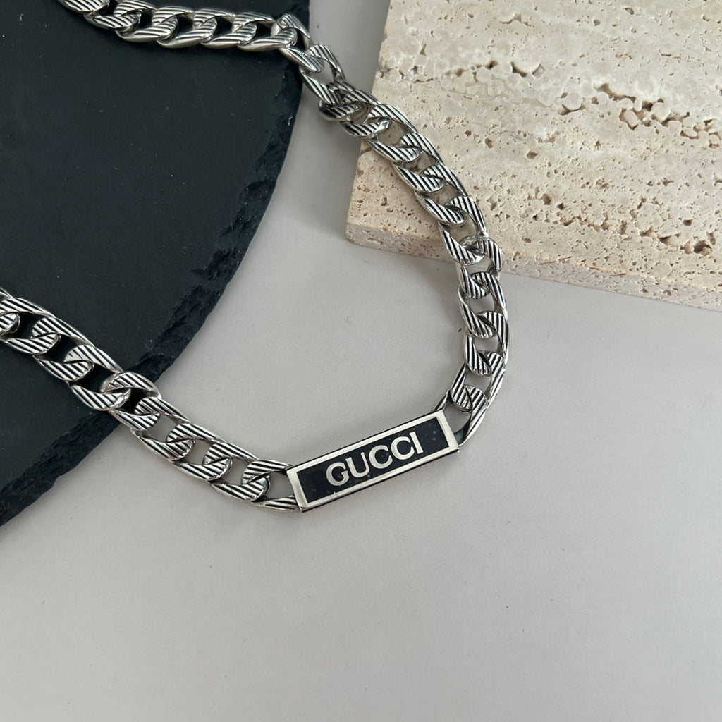 Gucci Logo Enamel Chain Necklace