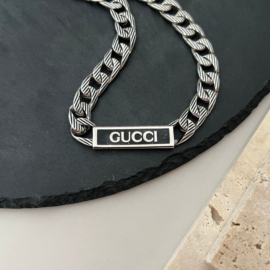 Gucci Logo Enamel Chain Necklace