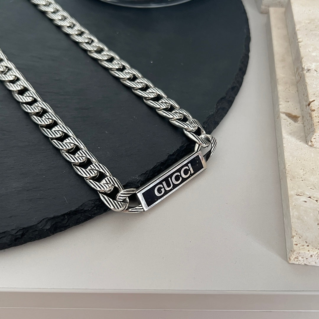 Gucci Logo Enamel Chain Necklace