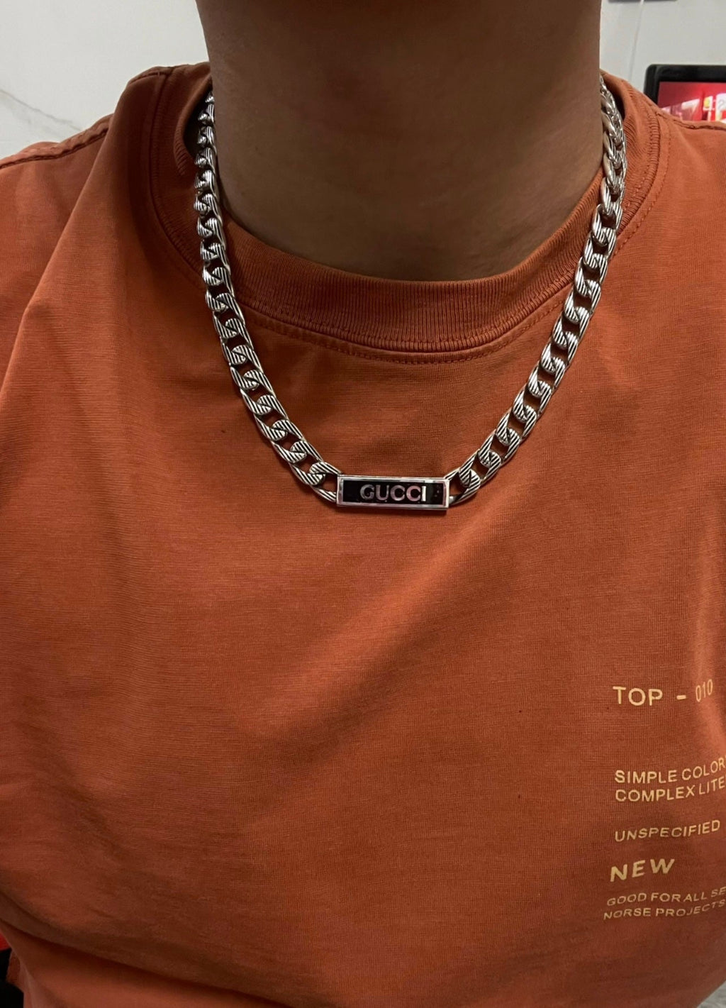 Gucci Logo Enamel Chain Necklace
