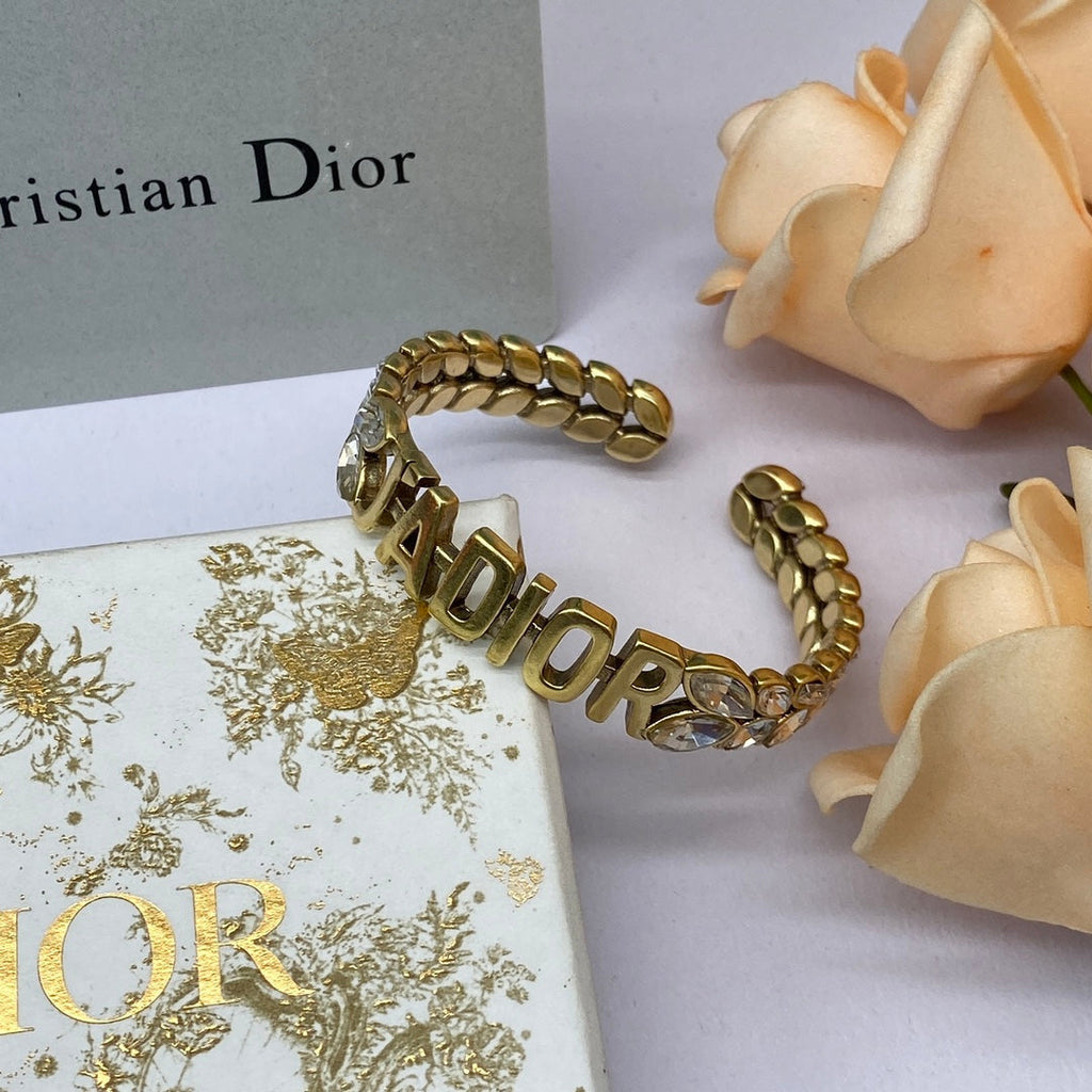 18K Dior Crystal Open Cuff Bracelet