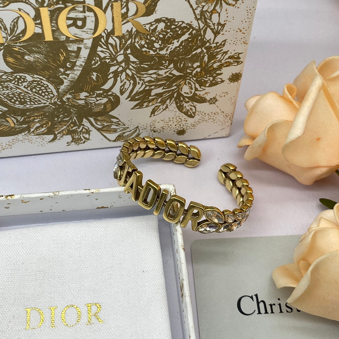 18K Dior Crystal Open Cuff Bracelet