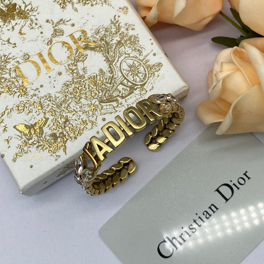 18K Dior Crystal Open Cuff Bracelet