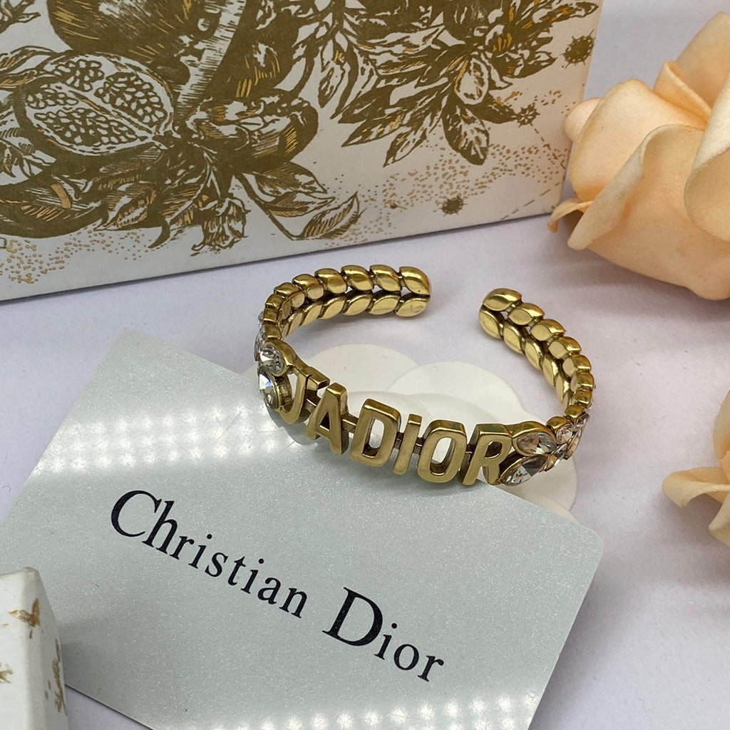 18K Dior Crystal Open Cuff Bracelet