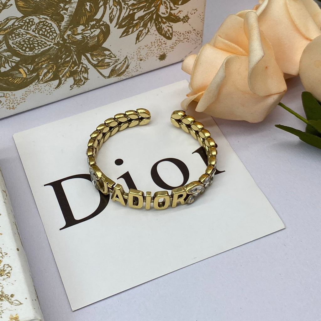 18K Dior Crystal Open Cuff Bracelet