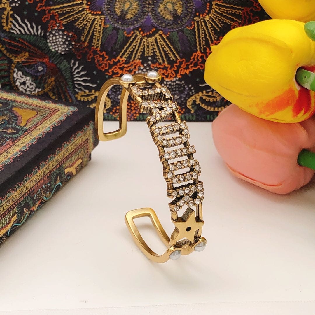 18K Dior J'Adior Open Cuff Crystals Bracelet