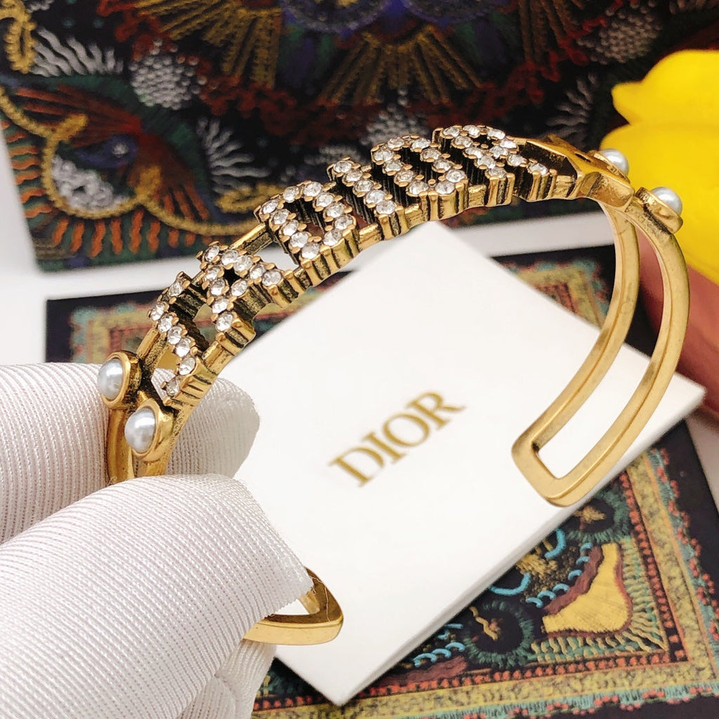 18K Dior J'Adior Open Cuff Crystals Bracelet