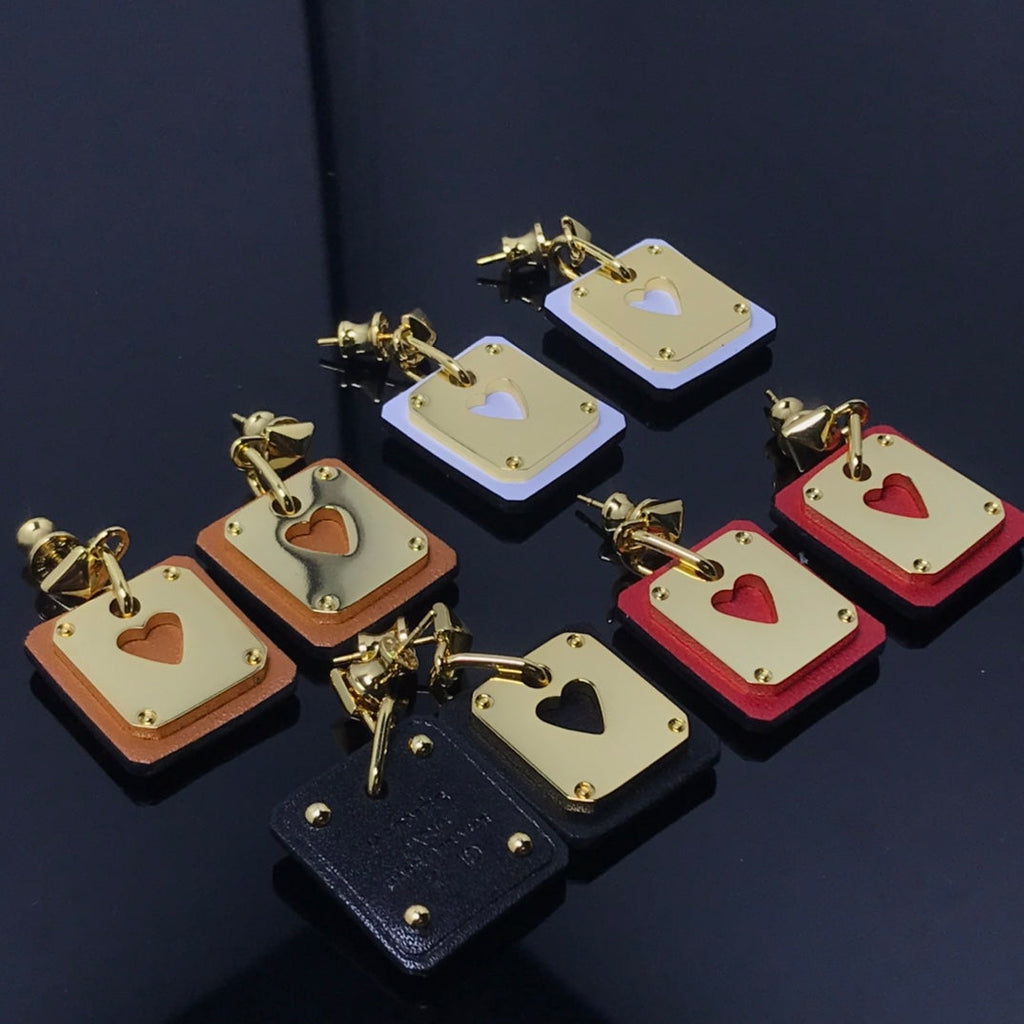 18K As De Coeur Brown Hermes Earrings