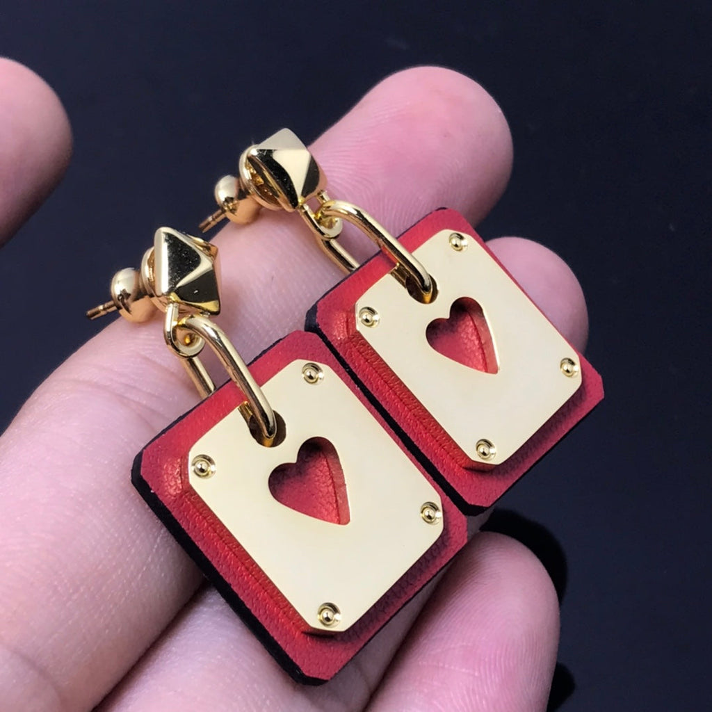18K As De Coeur Red Hermes Earrings