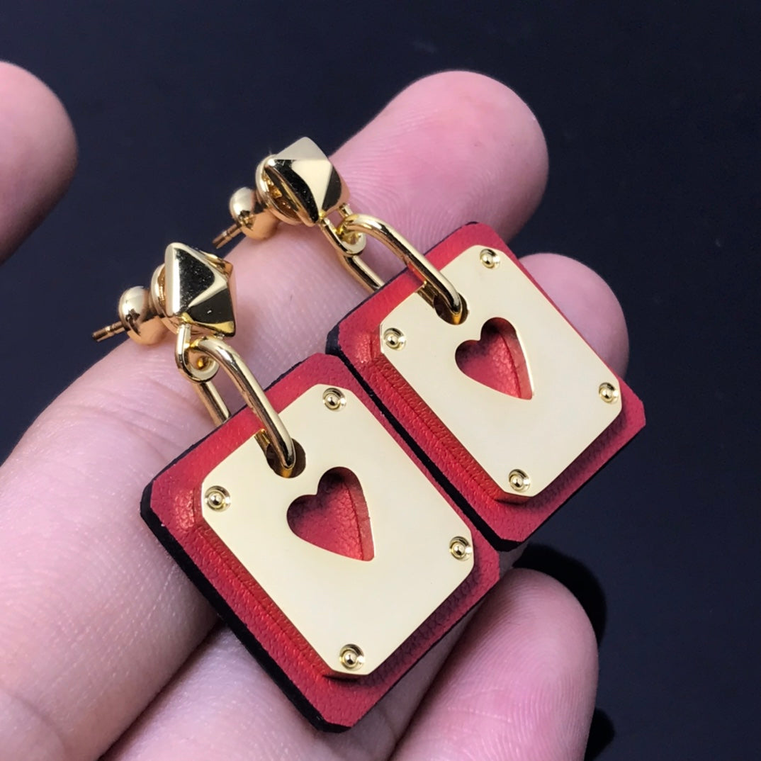 18K As De Coeur Red Hermes Earrings