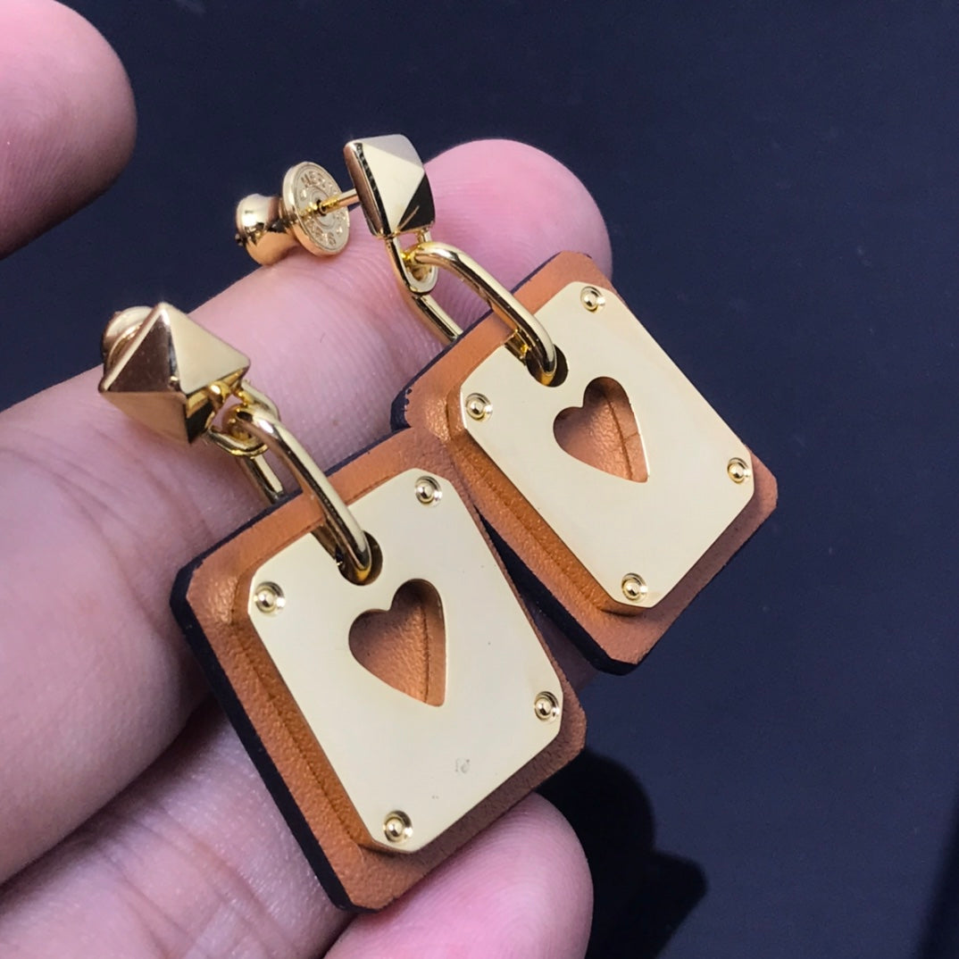 18K As De Coeur Brown Hermes Earrings