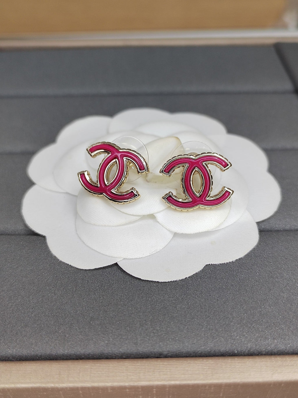 18K Chanel Pink Earrings
