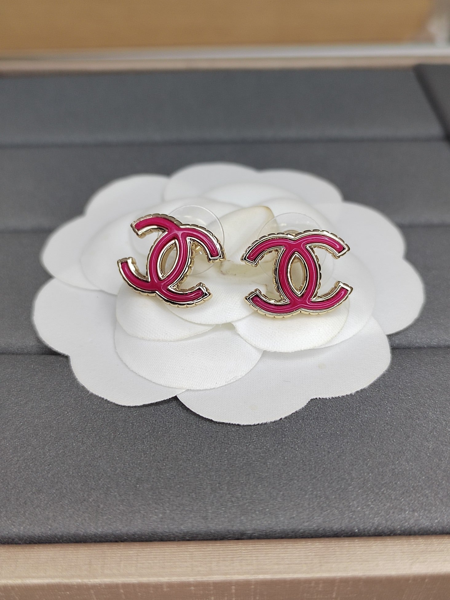 18K Chanel Pink Earrings