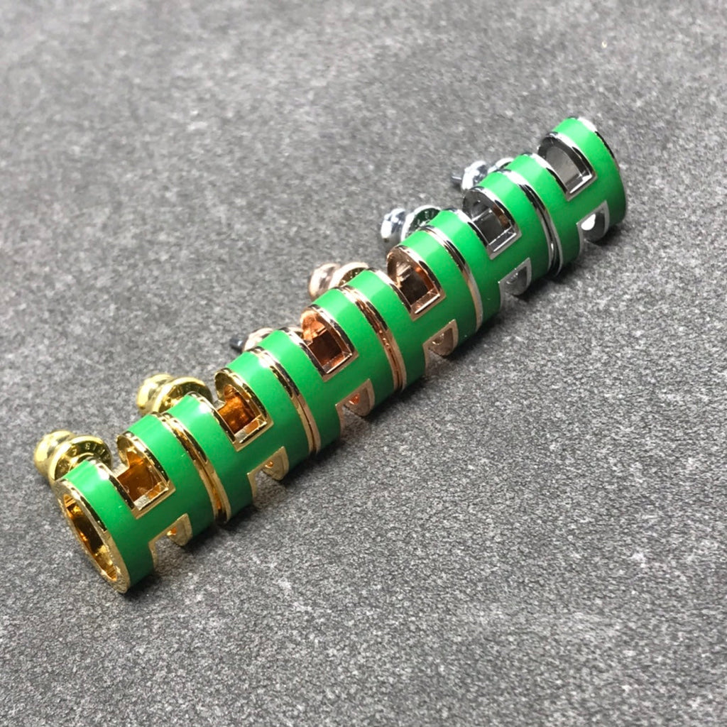 18K Mini Pop Hermes Green Earrings