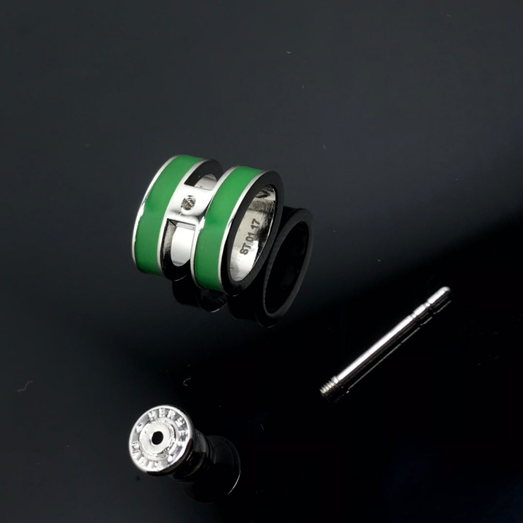 18K Mini Pop Hermes Green Earrings