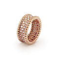 18K Van Cleef & Arpels Rose Gold Perlee Diamonds 3 Row Ring