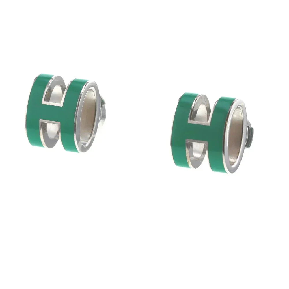 18K Mini Pop Hermes Green Earrings