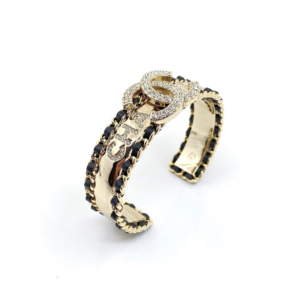18K Chanel Black & Crystal Cuff Bracelet