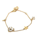 18K Dior Crystal Heart Station Charms Bracelet