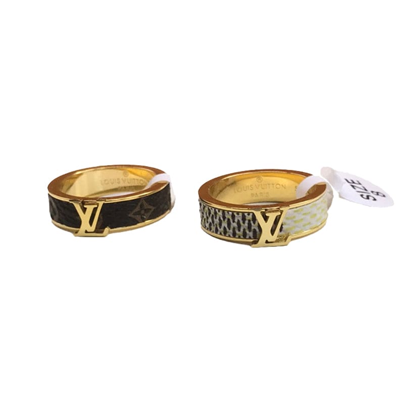 18K Louis Vuitton Leather Set of 2 Rings