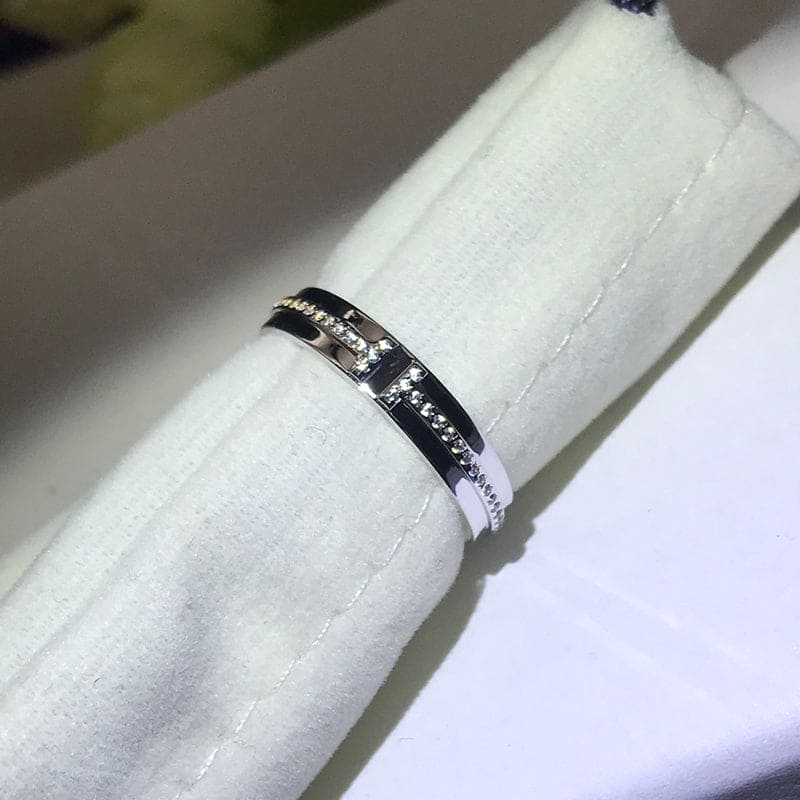 18K Tiffany White Gold T Narrow Diamond Ring