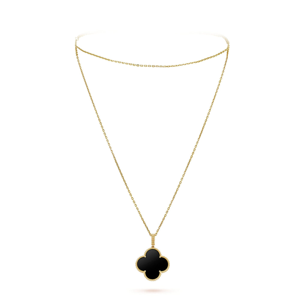 18K Van Cleef & Arpels Magic Alhambra One Motifs Black Clover Necklace