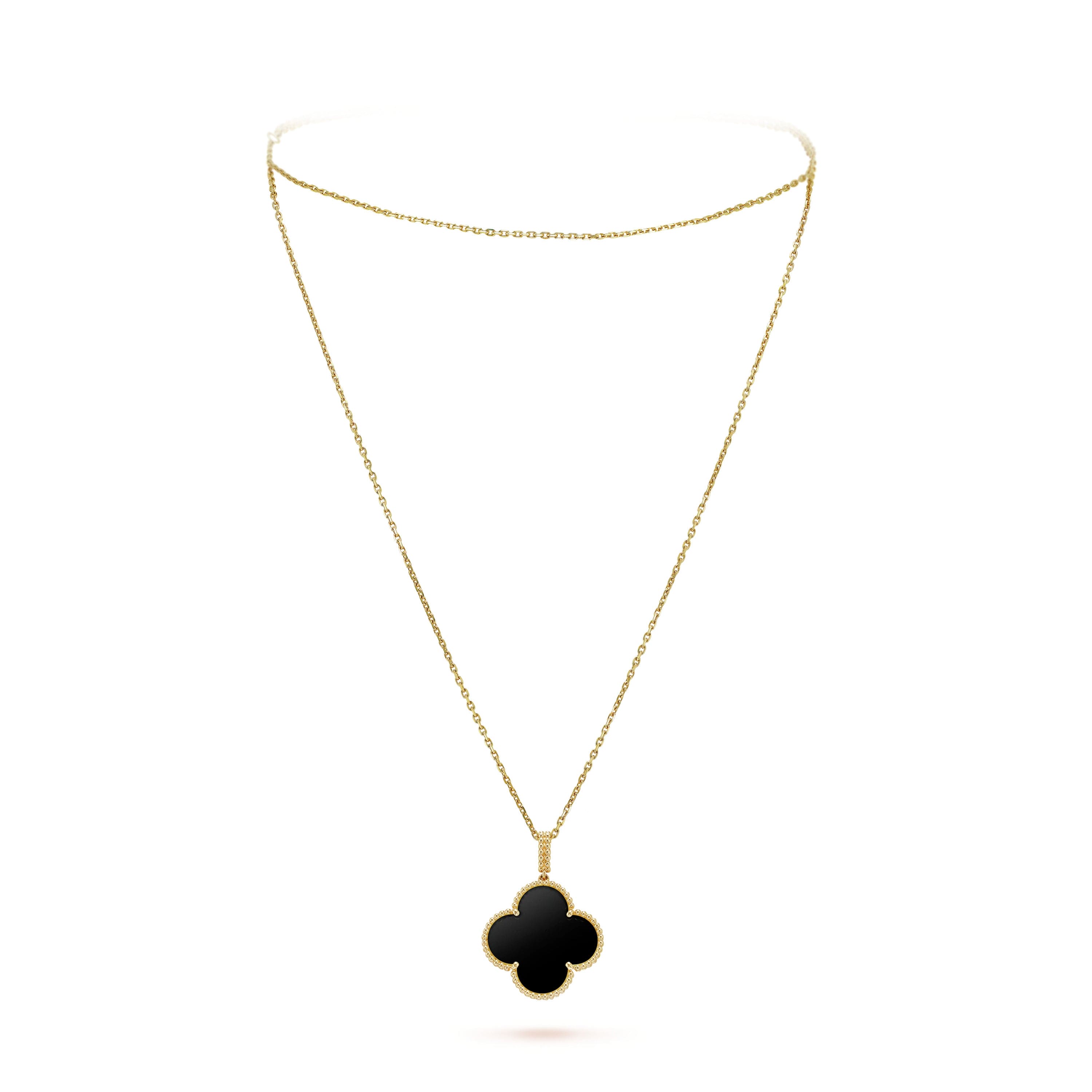 18K Van Cleef & Arpels Magic Alhambra One Motifs Black Clover Necklace