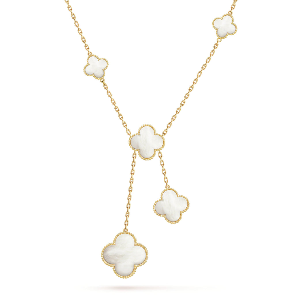 18K Van Cleef & Arpels Magic Alhambra Six Pearls Motifs Clover Necklace