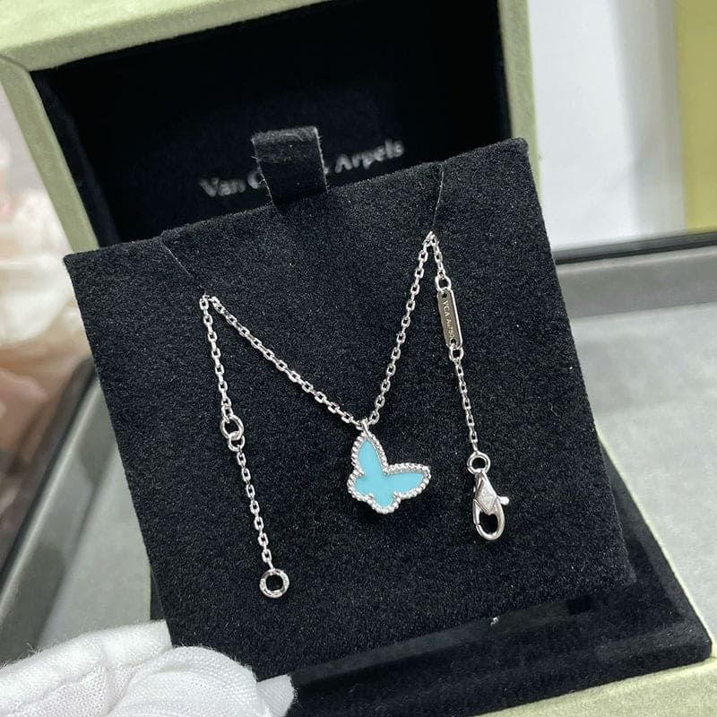 18K Van Cleef & Arpels Sweet Alhambra Blue Butterfly Necklace
