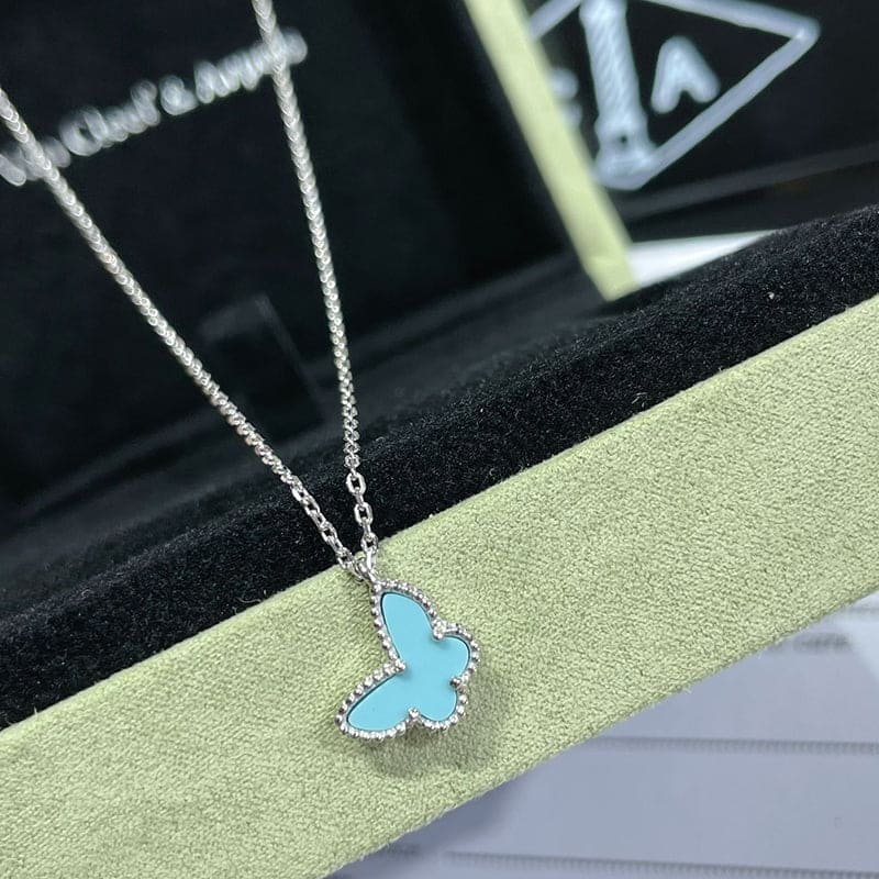 18K Van Cleef & Arpels Sweet Alhambra Blue Butterfly Necklace