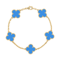 18K Van Cleef & Arpels Vintage Alhambra Five Motifs Agate Clover Bracelet