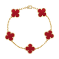 18K Van Cleef & Arpels Vintage Alhambra Five Motifs Carnelian Clover Bracelet