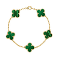 18K Van Cleef & Arpels Vintage Alhambra Five Motifs Malachite Clover Bracelet