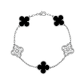 18K Van Cleef & Arpels Vintage Alhambra Five Motifs Black Diamonds Clover Bracelet
