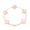 18K Van Cleef & Arpels Vintage Alhambra Five Motifs Pink Opal Clover Bracelet