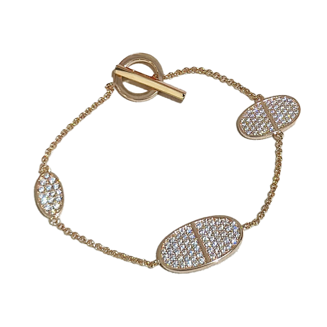18K Chaine D'Ancre Verso Diamond Hermes Bracelet