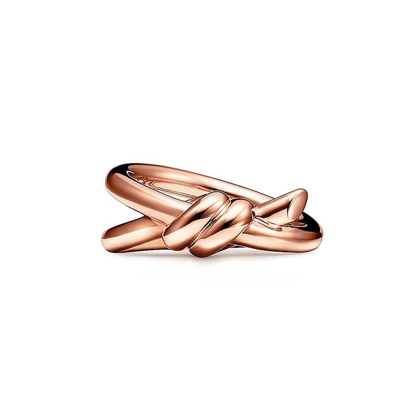 18K Tiffany Rose Gold T Knot Double Row Ring