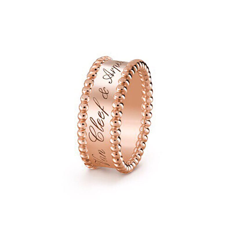 18K Van Cleef & Arpels Rose Gold Perlee Signature Ring