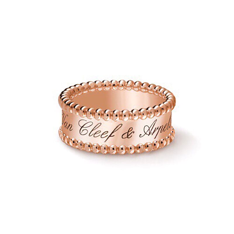 18K Van Cleef & Arpels Rose Gold Perlee Signature Ring