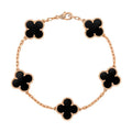 18K Van Cleef & Arpels Vintage Alhambra Five Motifs Clover Onyx Bracelet